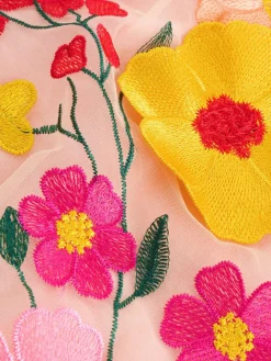 Outlet Next Pink 3D Embroidered Flower Occasion Dress (3-16yrs)