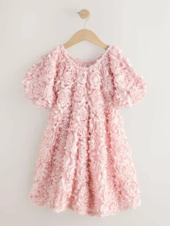 Clearance Next Pink 3D Floral Occasion Dress (3-14yrs)