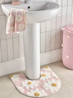 Hot Next Daisy 100% Cotton Pedestal Mat Pink