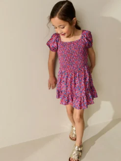 Sale Next Pink Ditsy Shirred Playsuit (3-16yrs)