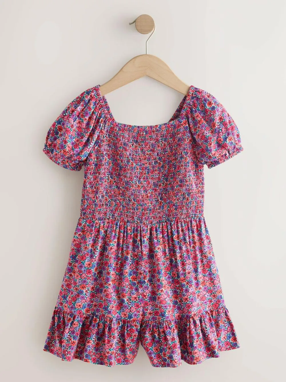 Sale Next Pink Ditsy Shirred Playsuit (3-16yrs)