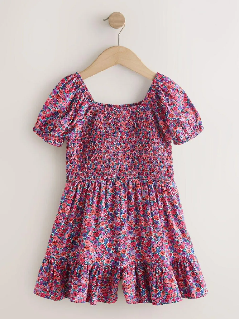 Sale Next Pink Ditsy Shirred Playsuit (3-16yrs)