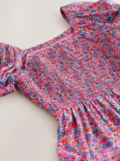 Sale Next Pink Ditsy Shirred Playsuit (3-16yrs)