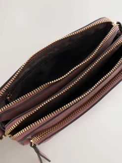 Next Double Zip Cross-Body Faux Suede Bag^Women Bags