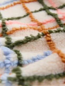 Best Next Pink/ Ecru Check Soft Touch Cosy Teddy Borg Quarter Zip Fleece