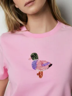 Best Next Pink Embellished Duck Short Sleeve Crew Neck Top