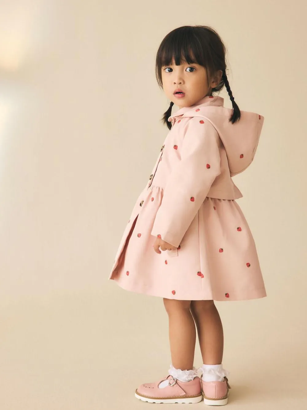 Outlet Next Shower Resistant Button Front Coat (3mths-7yrs) Pink Embroidery