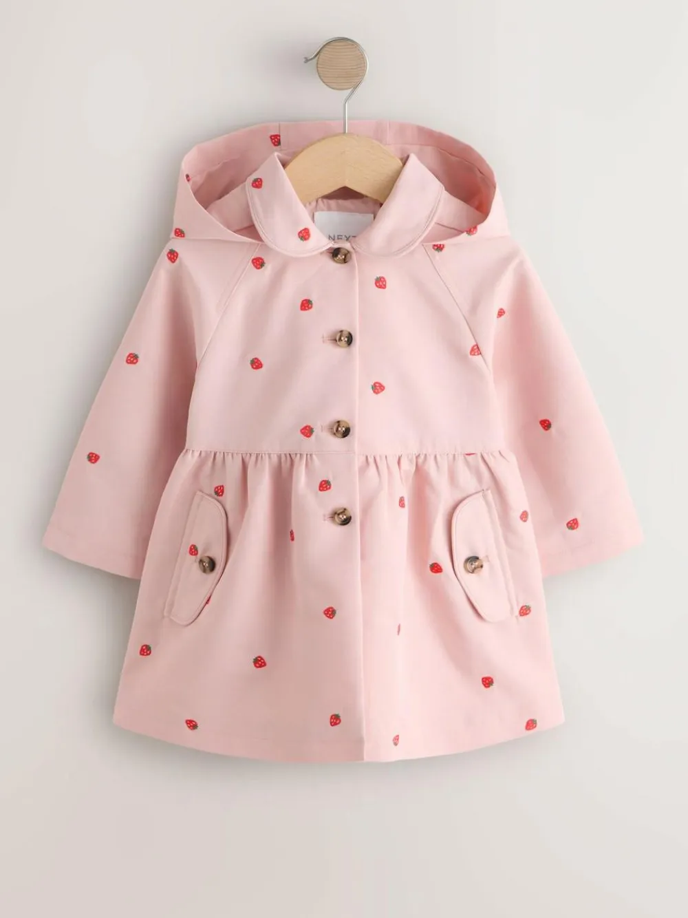 Outlet Next Shower Resistant Button Front Coat (3mths-7yrs) Pink Embroidery