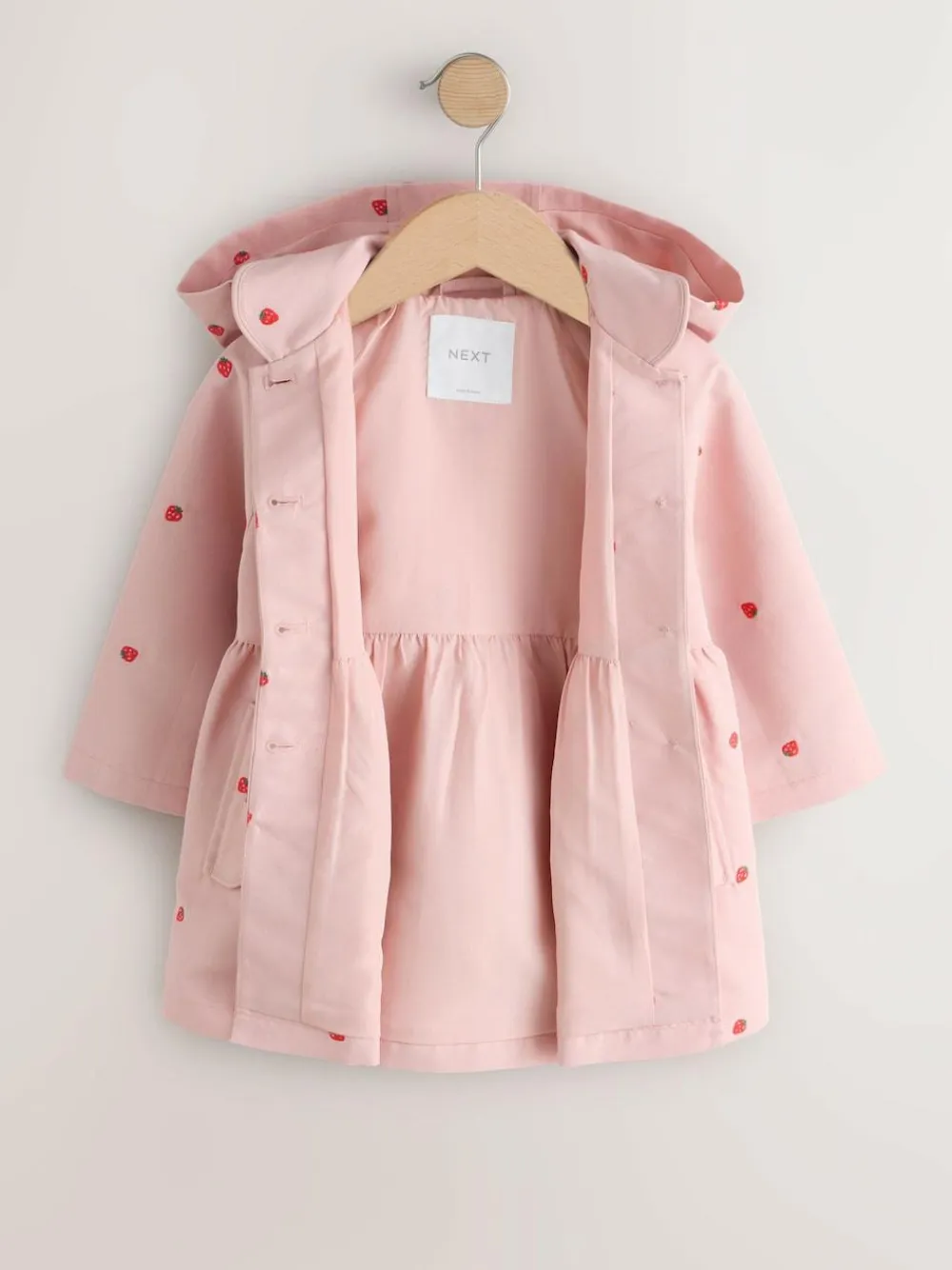 Outlet Next Shower Resistant Button Front Coat (3mths-7yrs) Pink Embroidery