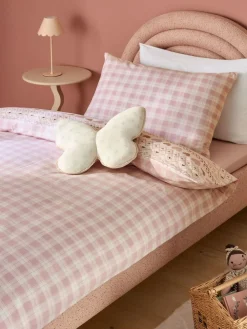 Next Duvet Cover and Pillowcase Set Pink Fairisle heart Super Soft Brushed cotton