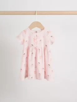 New Next Baby Short Sleeve Dress 2 Pack (0mths-3yrs) Pink Fairy