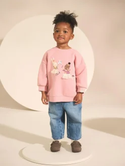 Discount Next Pink Fairy Characters Crew Neck Sweatshirt (3mths-7yrs)
