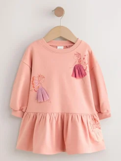 Next Pink Fairy Dropped Waist Sweat Dress (3mths-7yrs)^ Dresses|Occasionwear