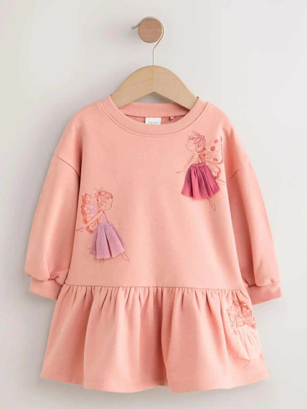 Next Pink Fairy Dropped Waist Sweat Dress (3mths-7yrs)^ Dresses|Occasionwear