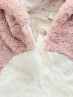 Discount Next Pink Faux Fur Baby Bunny Pramsuit (0mths-2yrs)