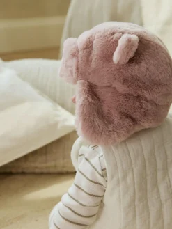 Next Pink Faux Fur Bear Baby Trapper Hat (0mths-2yrs)^ Newborn Accessories|Hats & Scratch Mitts