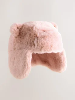 Next Pink Faux Fur Bear Baby Trapper Hat (0mths-2yrs)^ Newborn Accessories|Hats & Scratch Mitts