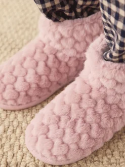 Discount Next Faux Fur Heart Slipper Boots Pink