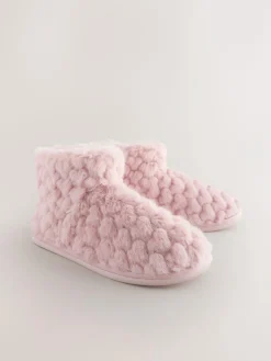 Discount Next Faux Fur Heart Slipper Boots Pink