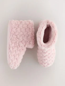Discount Next Faux Fur Heart Slipper Boots Pink