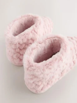 Discount Next Faux Fur Heart Slipper Boots Pink
