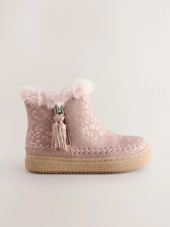 Best Next Faux Fur Lined Zip Ankle Boots Pink