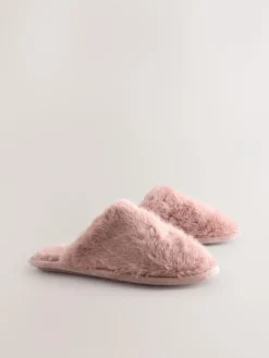 Clearance Next Faux Fur Mule Slippers Pink