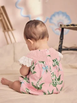 Next 100% Cotton Printed Baby Broderie Romper^ Rompers & Overalls