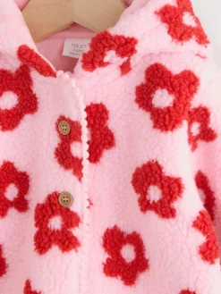 Next Pink Floral All Over Print Borg Hooded Baby Jacket (0mths-2yrs)^ Coats, Jackets & Pramsuits|Coats, Jackets & Pramsuits