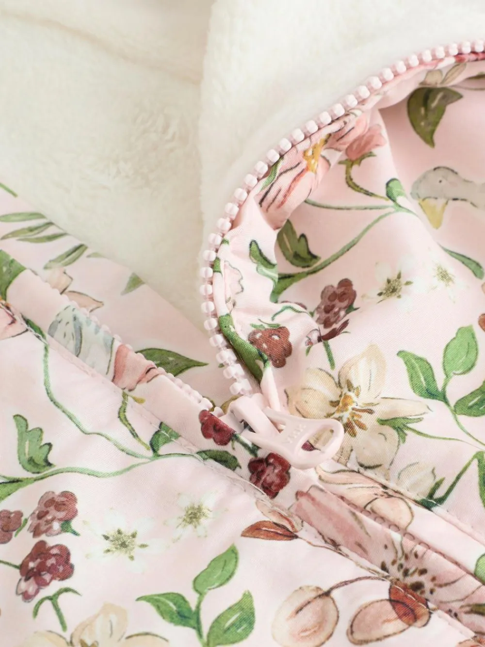 Clearance Next Pink Floral All-Over Printed Double Zip Baby Nylon Hooded Pramsuit (0mths-2yrs)