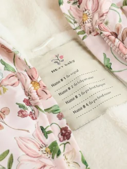 Clearance Next Pink Floral All-Over Printed Double Zip Baby Nylon Hooded Pramsuit (0mths-2yrs)