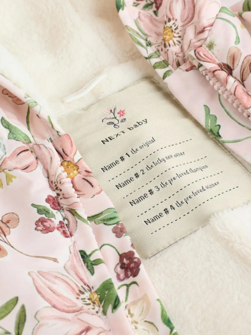 Clearance Next Pink Floral All-Over Printed Double Zip Baby Nylon Hooded Pramsuit (0mths-2yrs)