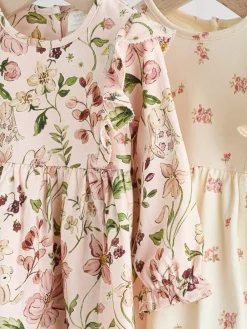 Best Next Baby Jersey Dresses 2 Pack (0mths-2yrs) Pink Floral/ Cream Ditsy