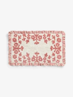 Next Pink Floral Frill Bath Mat^ Towels & Bathmats