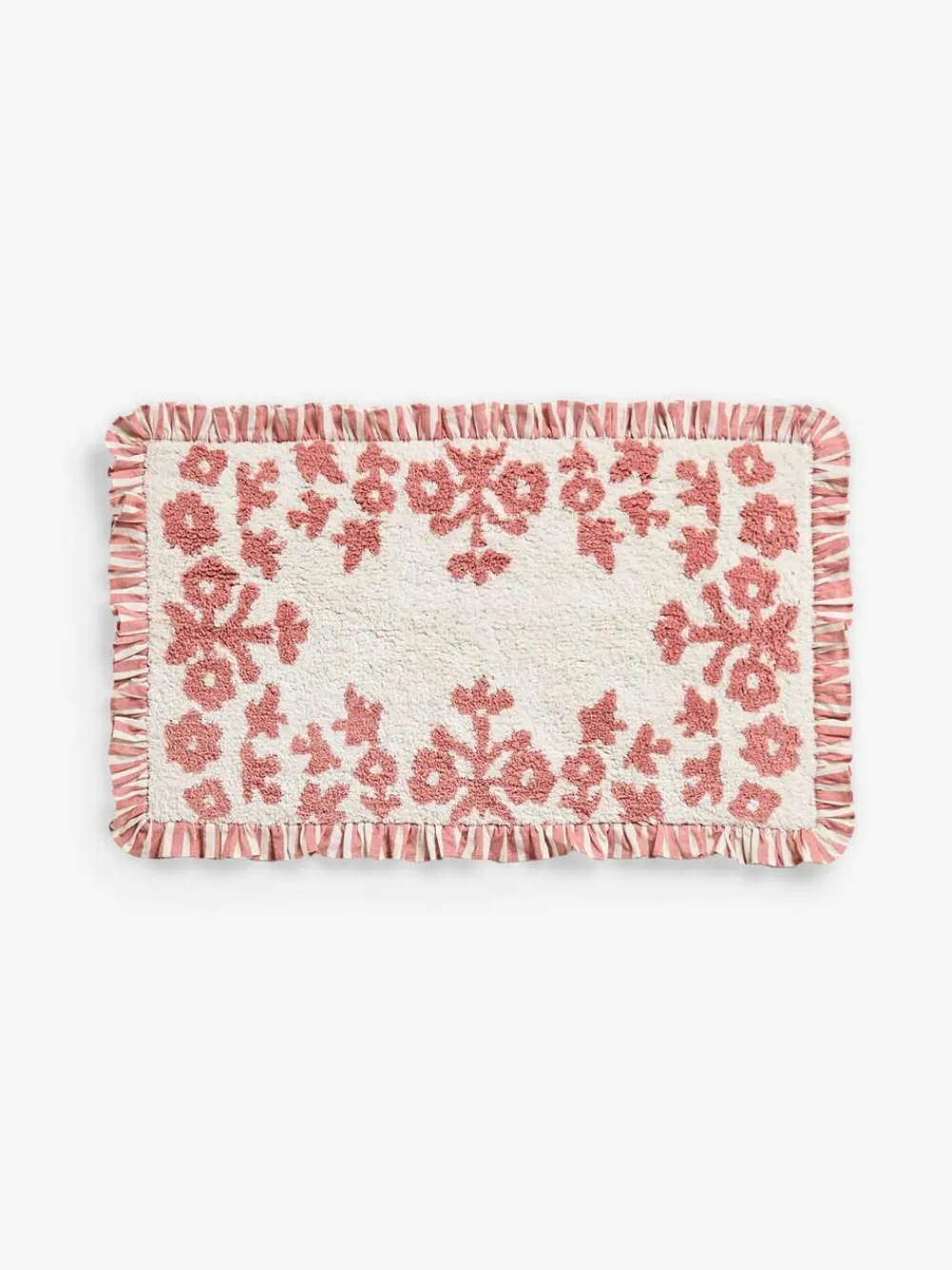 Next Pink Floral Frill Bath Mat^ Towels & Bathmats