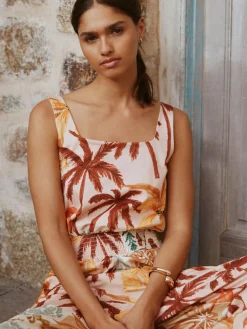 Next Pink Floral Patch Print Square Neck Wide Leg Jersey Jumpsuit^Women Jumpsuits & Playsuits