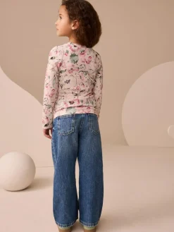 Next Pink Floral Print Long Sleeve Ribbed T-Shirts 4 Pack (3-16yrs)^ Nightwear|Tops