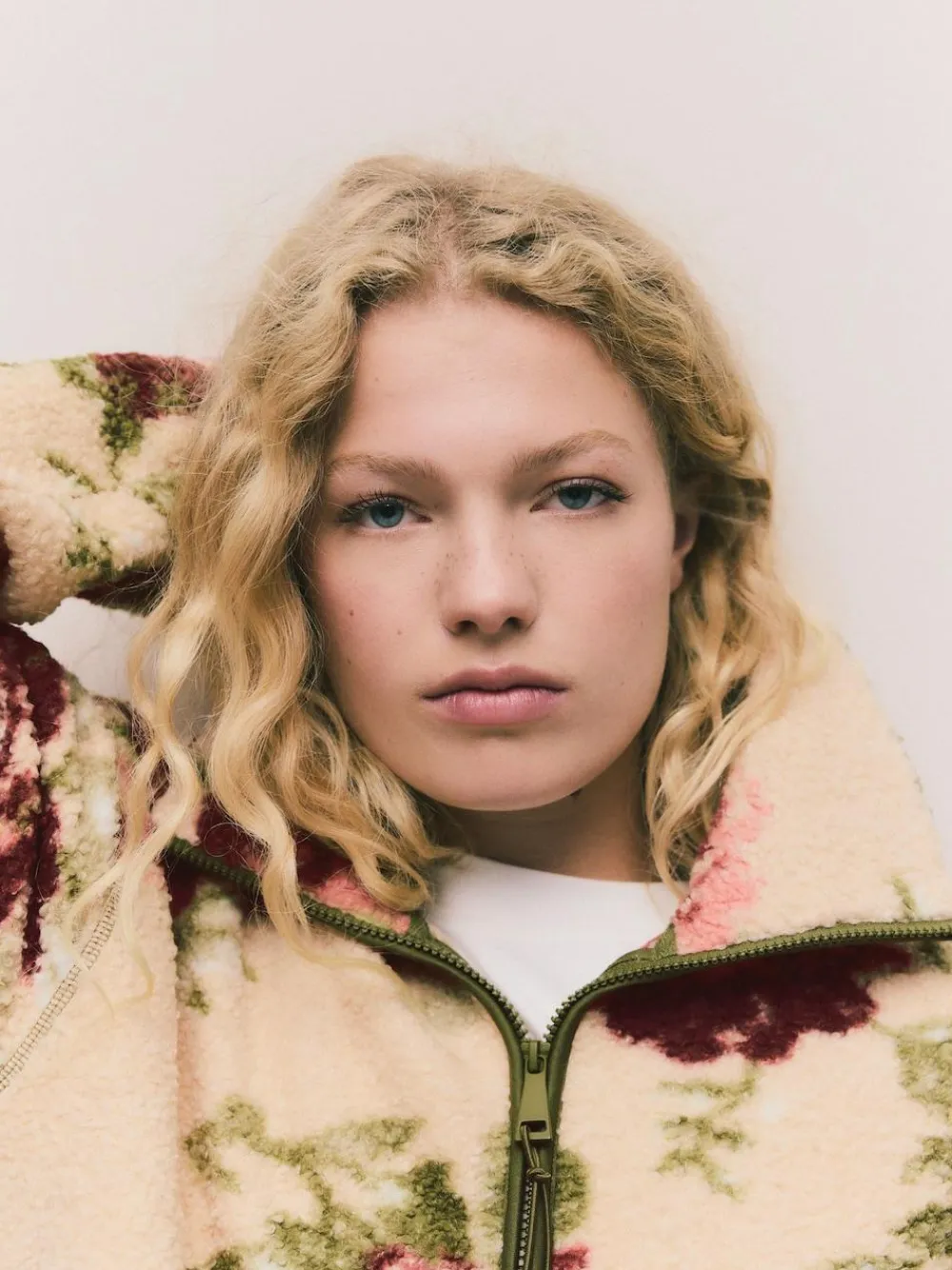 Discount Next Pink Floral Print Soft Touch Cosy Teddy Borg Quarter Zip Fleece