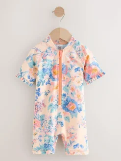 Next Pink Floral Print Sunsafe Swimsuit (3mths-10yrs)^ Swimwear|Swimwear