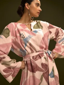 Next V-Neck 3/4 Length Sleeve Maxi Kaftan Dress^Women Occasion Dresses|Maxi Dresses