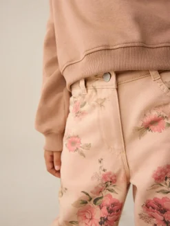 Hot Next Pink Floral Print Wide Leg Jeans (3-16yrs)