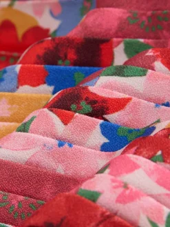 Online Next Short Sleeve Pleated Ruffle Jumpsuit (3-16yrs) Pink Floral