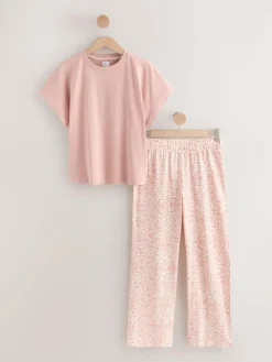 Next Pink Floral Short Sleeve Pyjamas^Women Pyjamas|All Night & Lounge