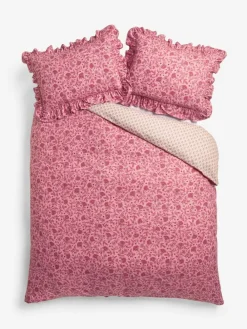 Discount Next Pink Floral Star Supersoft 100% Brushed Cotton Frill Duvet Cover and Pillowcase Set