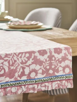 Outlet Next Pink Floral Woodblock Kitchen Table Runner