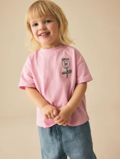 Discount Next Short Sleeve Embroidered T-Shirt (3mths-7yrs) Pink Flower