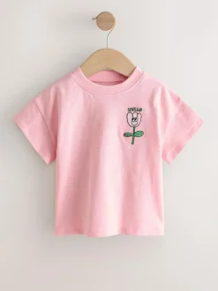 Discount Next Short Sleeve Embroidered T-Shirt (3mths-7yrs) Pink Flower