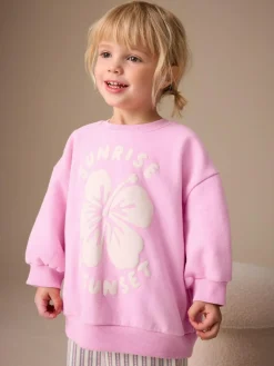 Next Pink Flower Sweatshirt & Wide Leg Trousers Set (3mths-7yrs)^ Sets & Coords