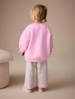 Next Pink Flower Sweatshirt & Wide Leg Trousers Set (3mths-7yrs)^ Sets & Coords