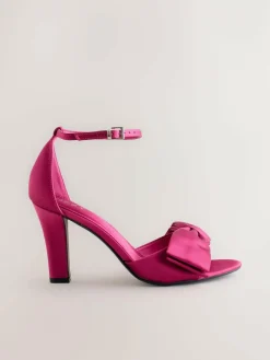 Best Next Forever Comfort® Satin Bow Block Heeled Sandals Pink